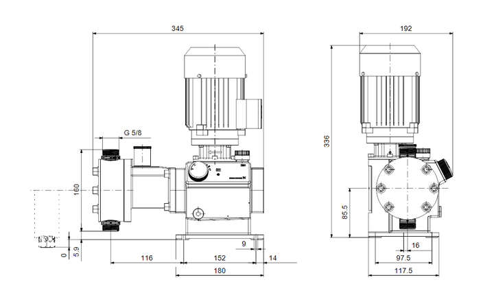 GRUNDFOS Mechanische Dosierpumpe DMH 5-10 B-SS/V/SS-X-E1AAXEMAG - Art. 99587782