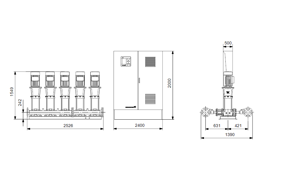 GRUNDFOS Druckerhöhungsanlage HYDRO MPC-E 5 CR64-3-1 - Art. 96941442