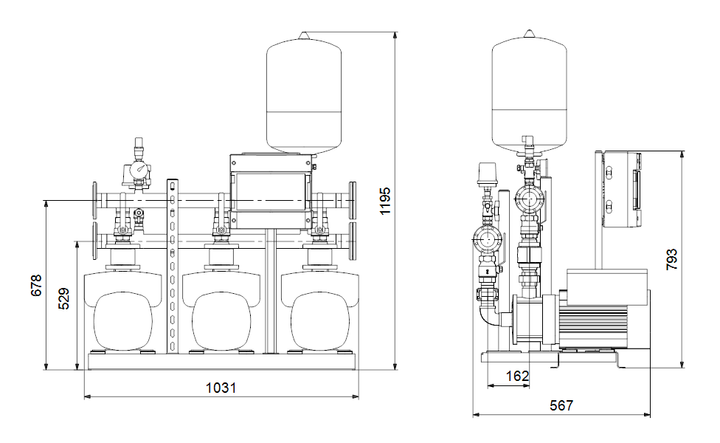 GRUNDFOS Druckerhöhungsanlagen HYDRO MULTI-E 3 CME 15-2 - Art. 99133628