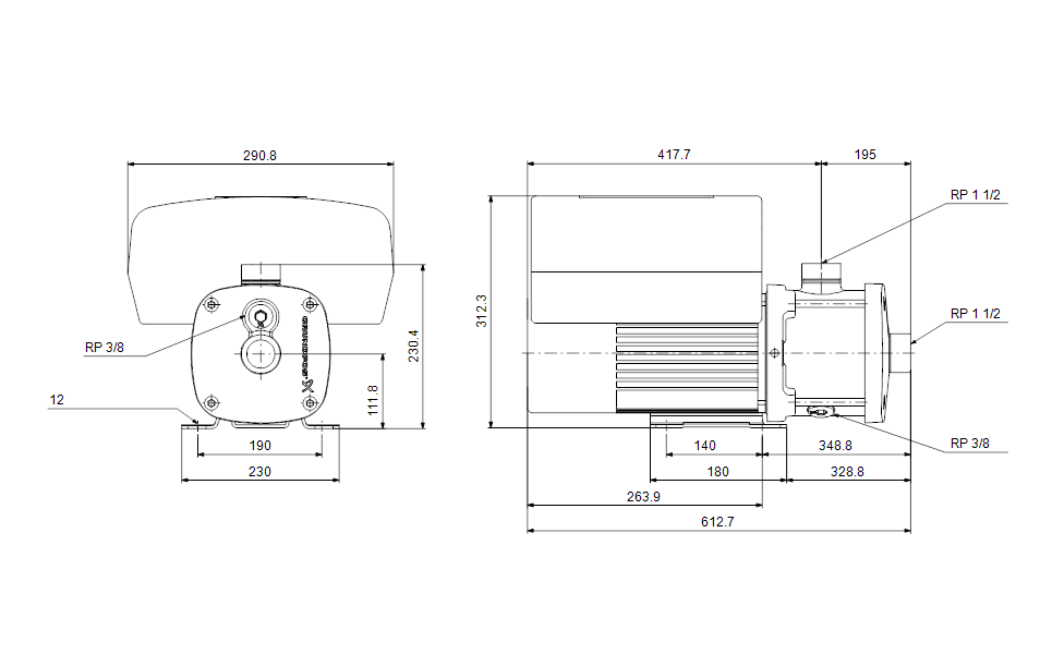 GRUNDFOS Blockpumpe CME 10-5 A-R-I-V-AQQV S-A-D-N Nr. 99158499