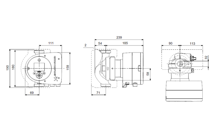 GRUNDFOS Nassläufer-Umwälzpumpen MAGNA3 32-80 180mm - Art. 97924635