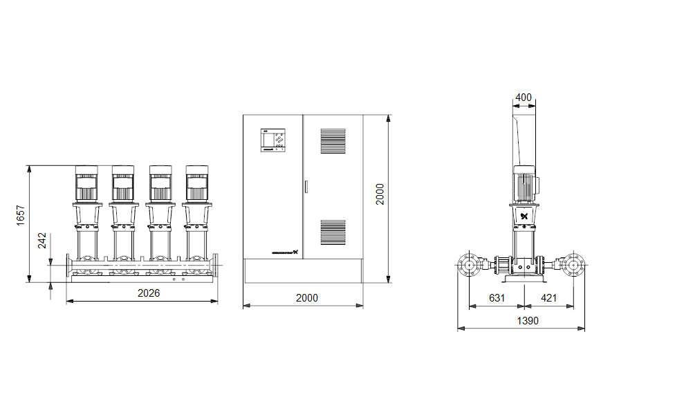 GRUNDFOS Druckerhöhungsanlage Hydro MPC-E 4 CR 64-4-2 - Art. 96941449