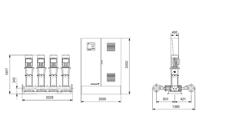 GRUNDFOS Druckerhöhungsanlage Hydro MPC-E 4 CR 64-4-2 - Art. 96941449