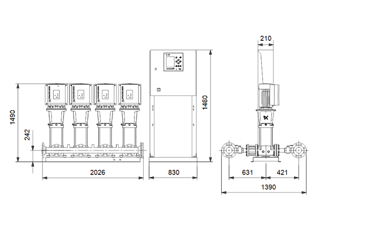 GRUNDFOS Druckerhöhungsanlage Hydro MPC-E 4 CRE 64-3-2 - Art. 96941407