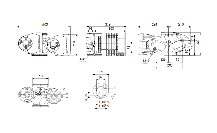 GRUNDFOS Nassläufer-Umwälzpumpe MAGNA3 D 40-80 F 220mm - Art. 97924843