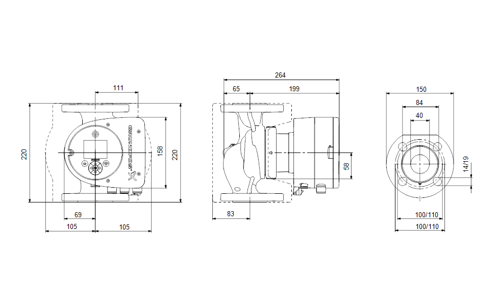 GRUNDFOS Nassläufer-Umwälzpumpe MAGNA3 40-40 F N 220mm - Art. 97924727