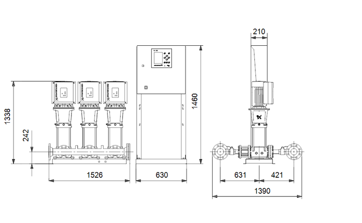 GRUNDFOS Druckerhöhungsanlagen HYDRO MPC-E 3 CRE64-2-2 - Art. 96941396