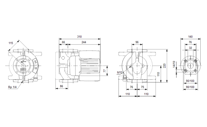 GRUNDFOS Nassläufer-Umwälzpumpe MAGNA 32-120 F Art. 96748497