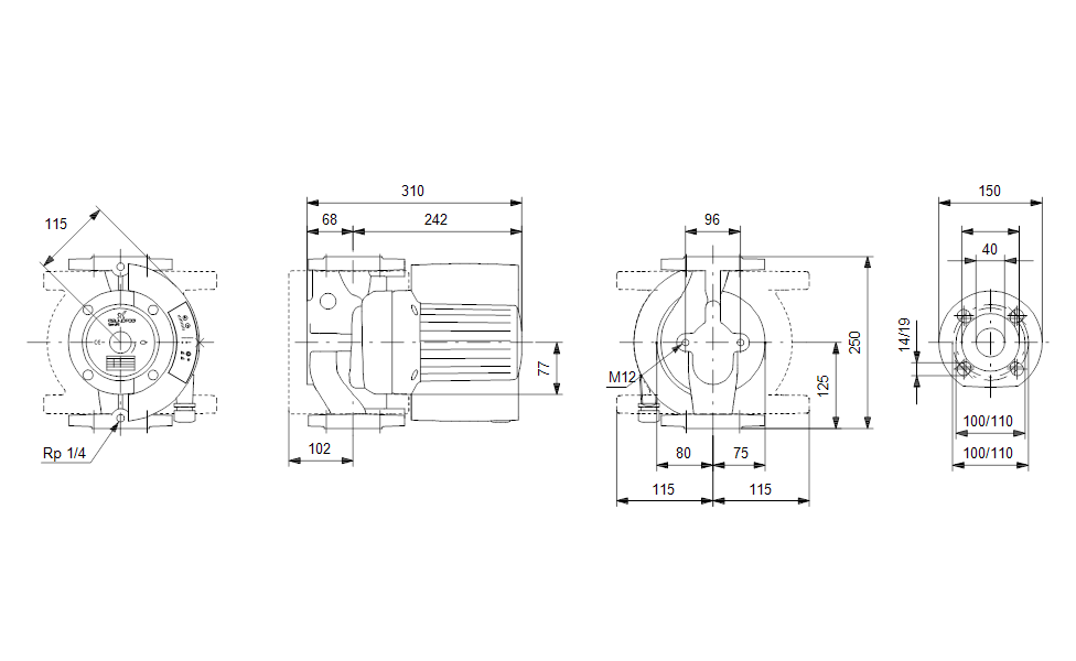 GRUNDFOS  Nassläufer-Umwälzpumpe MAGNA 40-120 F Art. 96748499