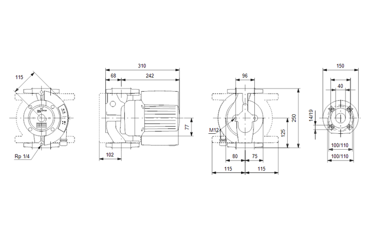 GRUNDFOS  Nassläufer-Umwälzpumpe MAGNA 40-120 F Art. 96748499
