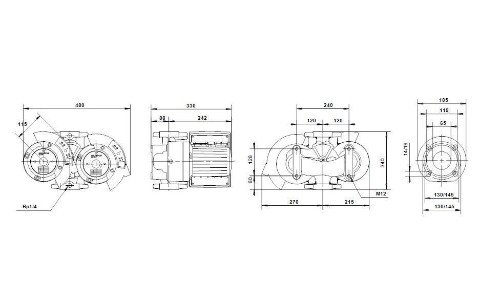GRUNDFOS  Nassläufer-Umwälzpumpe MAGNA D 65-60 F Art. 96748679