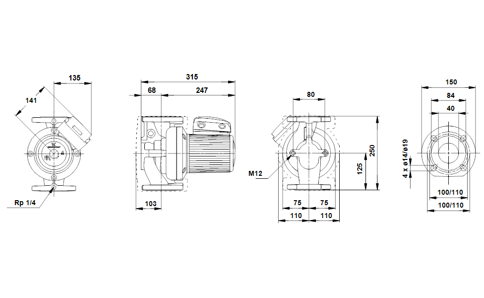 GRUNDFOS Nassläufer-Umwälzpumpe UPS 40-60/2 F 250 Art. 96401915