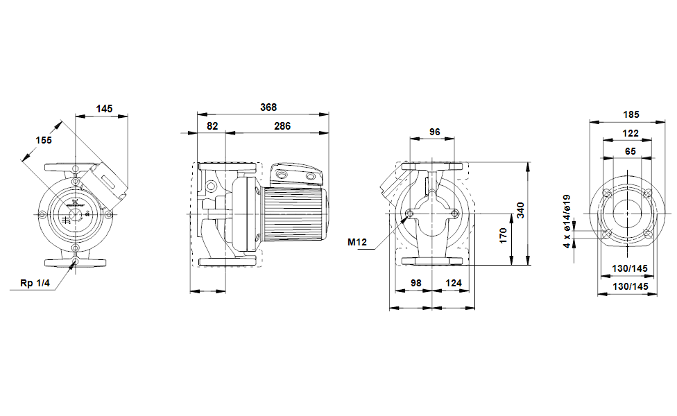 GRUNDFOS Nassläufer-Umwälzpumpe UPS 65-185/2 F 340 Art. 96430298