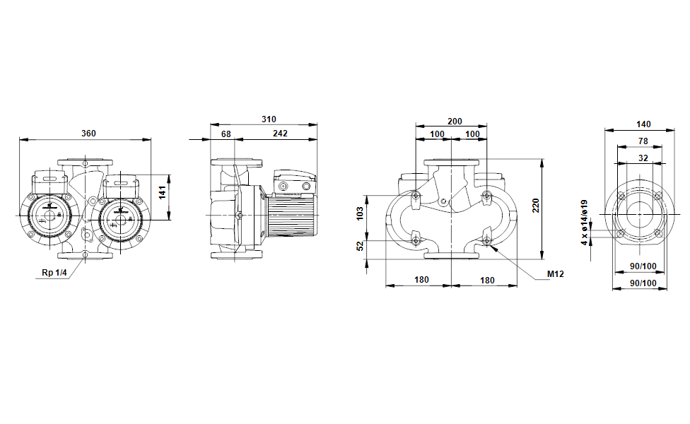 GRUNDFOS Nassläufer-Umwälzpumpe UPSD 32-60 F 220 Art. 96408898