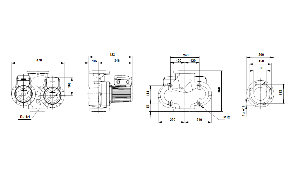 GRUNDFOS Nassläufer-Umwälzpumpe UPSD 80-30 F 360 Art. 96408948