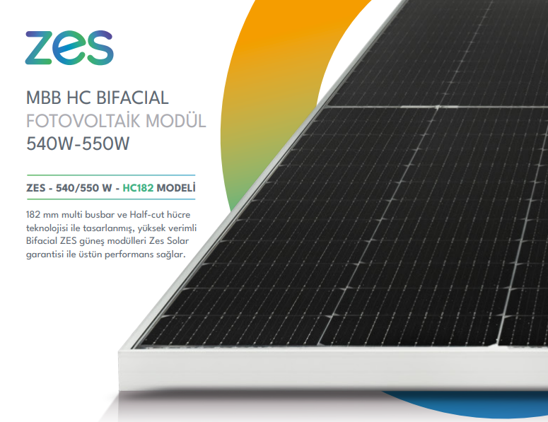 ZES (Zorlu Energy Solutions) Solar - Solarmodul - Zes-540-550-HC182-BF Bifacial 545 - Art. 239203