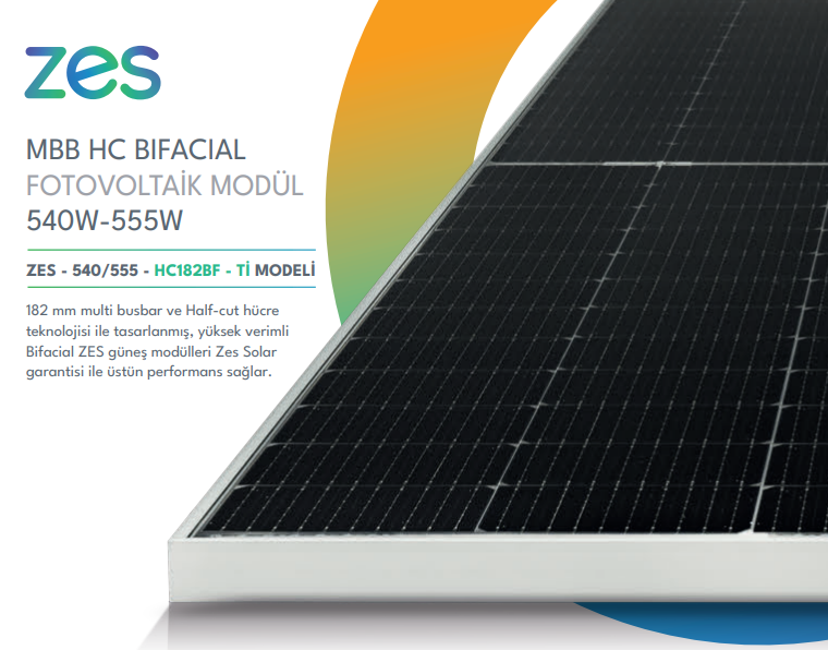 ZES (Zorlu Energy Solutions) Solar - Solarmodul - Zes-540-555-HC182BF-TI 540 - Art. 239213