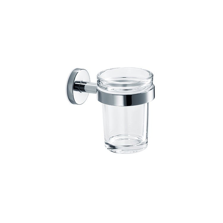 Inda Wand-Glashalter mit Glas aus extra klarem, transparentem Glas, Chrom-Finish GEALUNA A1010ACR03