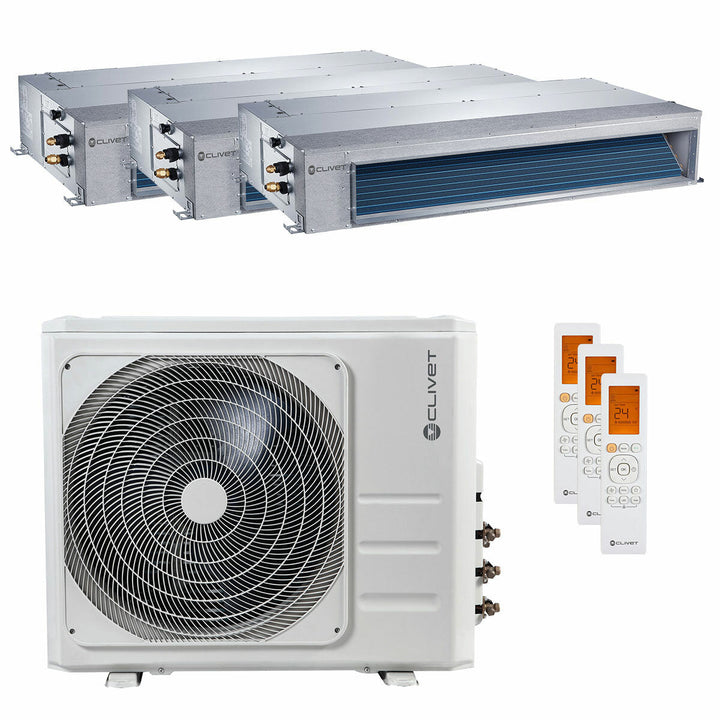 Clivet Kanalgerät DUCT 2 9000+12000+18000 BTU – Multisplit-Klimagerät (3x), 11/12 kW, R32, A+/A