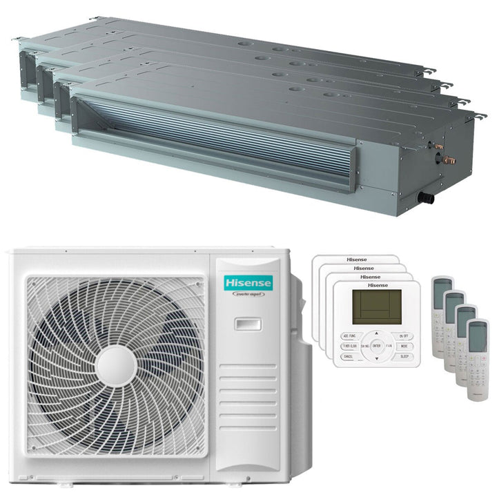 Hisense Kanalgerät ADT 12000+12000+12000+12000 BTU – Multisplit-Klimagerät (4x), 10/11 kW, R32, A++/A+