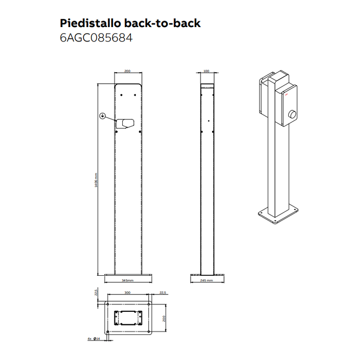 ABB 6AGC085684 Ladestationssäule für zwei Terra AC Wallboxen