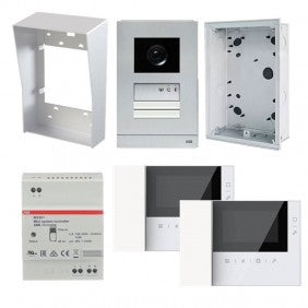 ABB Videosprechanlage für Zweifamilienhaus mit 4,3 Zoll Schwarzweiß-Monitor und Hörer Videosprechanlage KIT ABBVIDEOC2