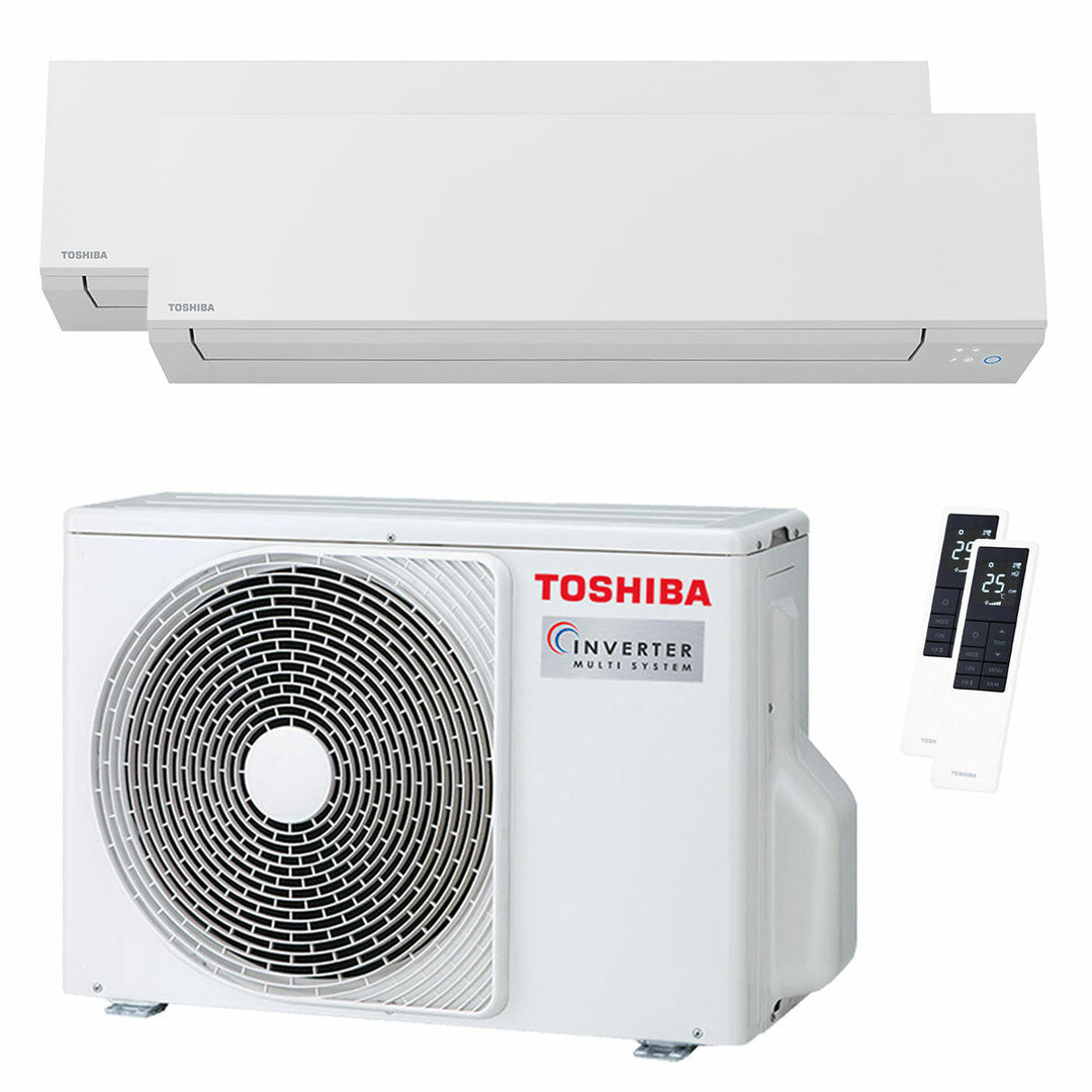 Toshiba SHORAI Edge White 7000+16000 BTU – Multisplit-Klimagerät (2 Innengeräte), 5,2/5,6 kW, R32, A++/A++, WLAN