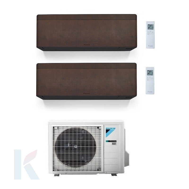 Solarics Daikin stilvolles braunes Leder - 9000 + 12000 BTU - ext. 2MXM40A – AC-Multisplit-Set (2x1)