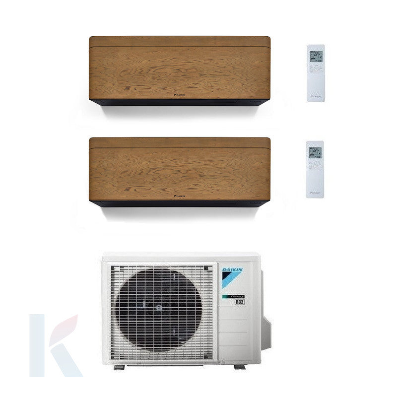 Solarics Daikin stilvolles dunkles Holz - 18.000 + 18.000 BTU - ext. 3MXM68A9 – AC-Multisplit-Set (2x1)