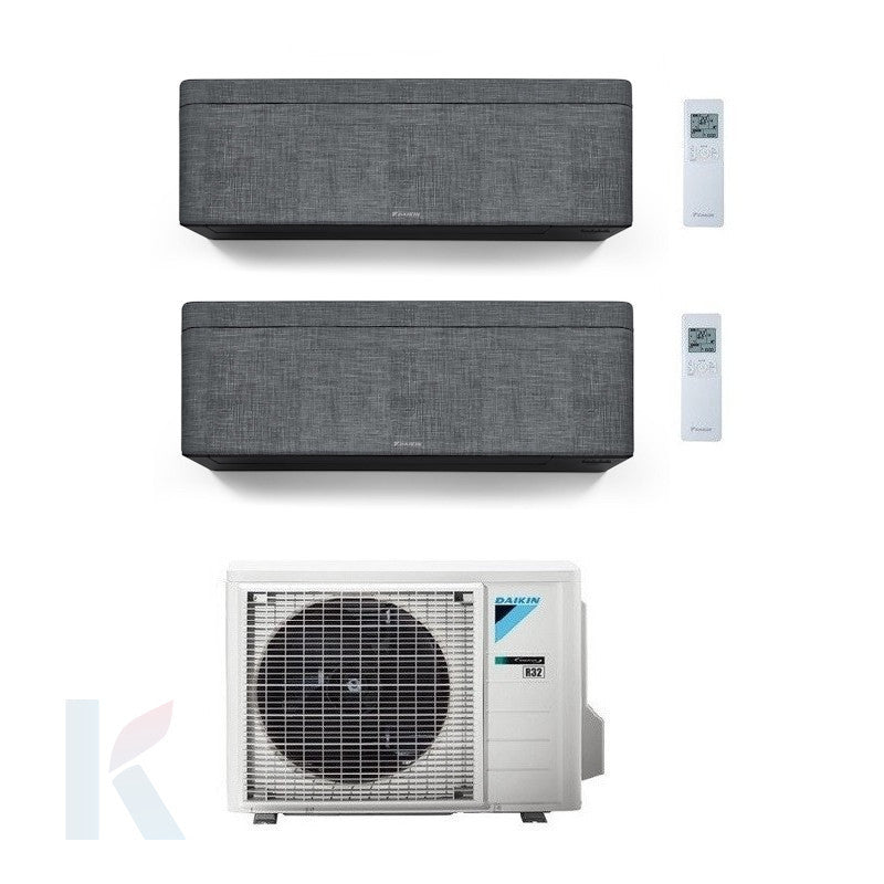 Solarics Daikin stilvoller grauer Stoff - 9000 + 12000 BTU - ext. 2MXM40A – AC-Multisplit-Set (2x1)