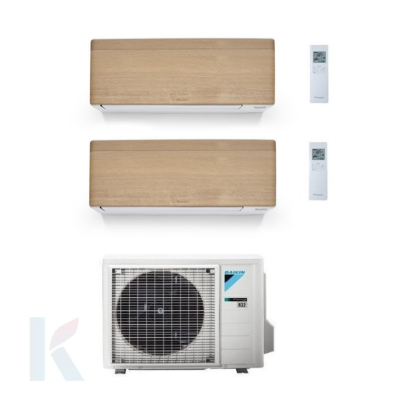 Solarics Daikin stilvolles helles Holz - 12.000 + 18.000 BTU - ext. 2MXM50A – AC-Multisplit-Set (2x1)