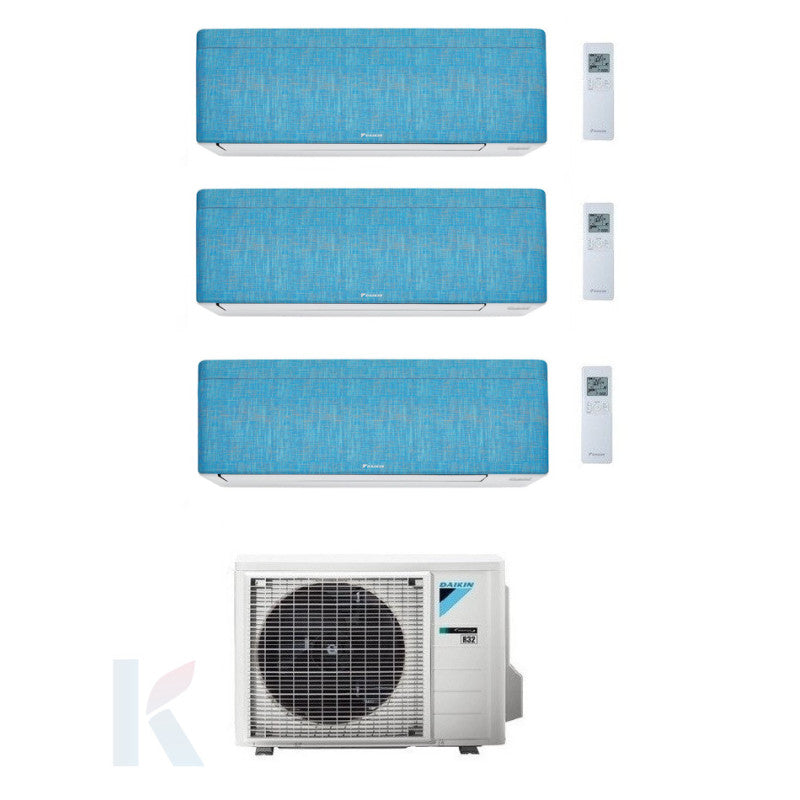 Solarics Daikin stilvoller blauer Stoff - 9000 + 18000 + 18000 BTU - ext. 4MXM80A9 – AC-Multisplit-Set (3x1)