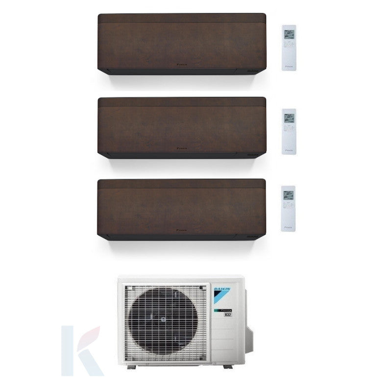Solarics Daikin stilvolles braunes Leder - 9000 + 9000 + 9000 BTU - ext. 3MXM52A9 – AC-Multisplit-Set (3x1)