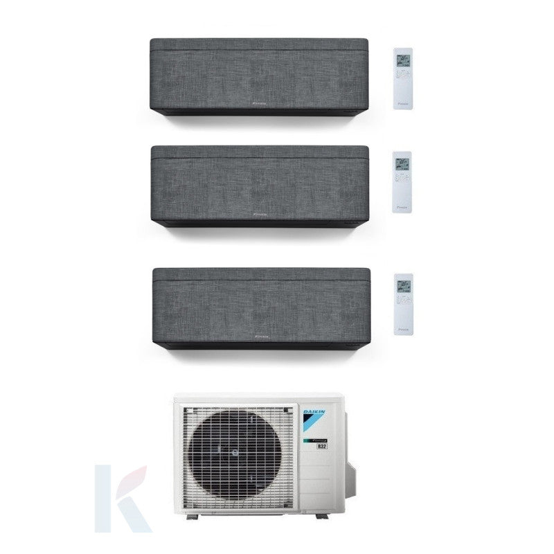 Solarics Daikin stilvoller grauer Stoff - 9000 + 9000 + 18000 BTU - ext. 3MXM68A9 – AC-Multisplit-Set (3x1)