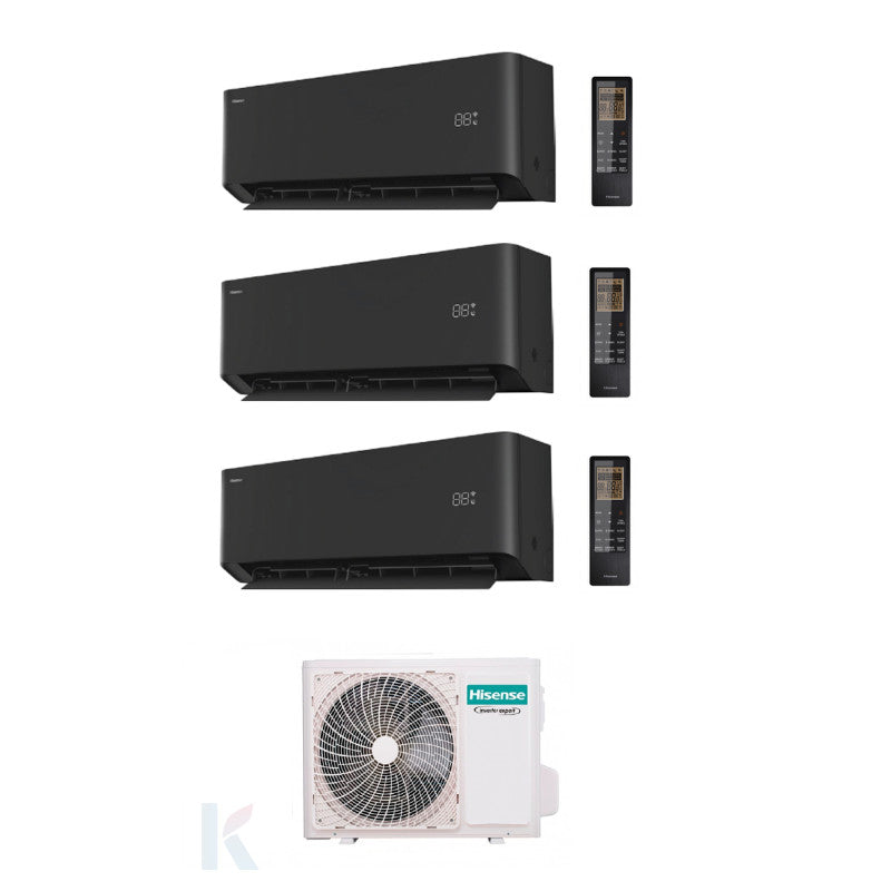 Solarics Hisense Uni Pure Black - 9000 + 18000 + 18000 BTU - Ext. 5AMW105U4RQC – AC Multisplit Set (3x1)