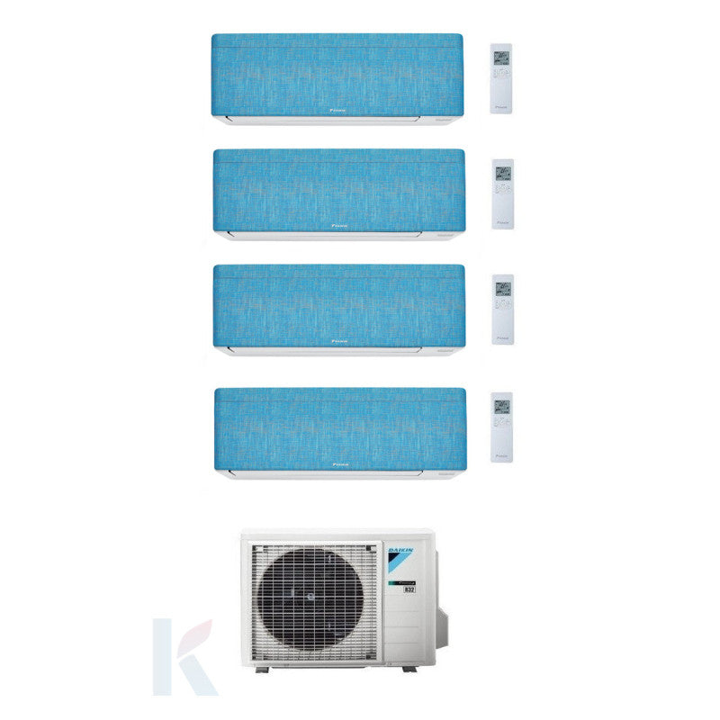 Solarics Daikin stilvoller blauer Stoff - 12.000 + 12.000 + 12.000 + 18.000 BTU - ext. 5MXM90A9 – AC-Multisplit-Set (4x1)