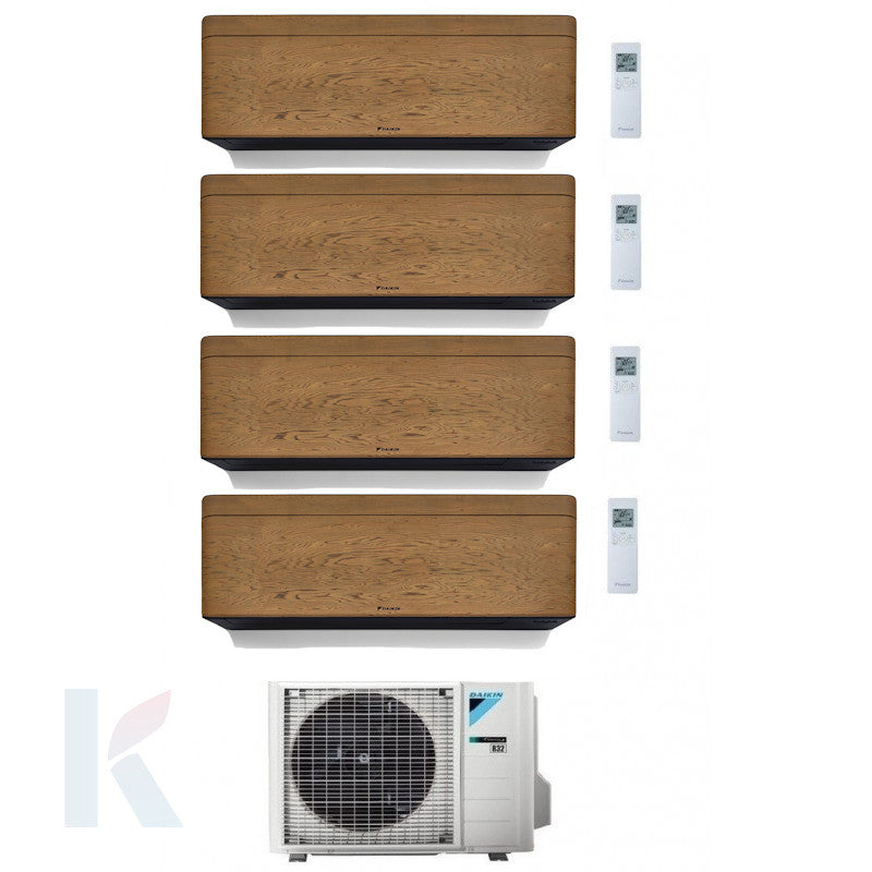 Solarics Daikin stilvolles dunkles Holz - 9000 + 9000 + 9000 + 9000 BTU - ext. 4MXM80A9 – AC-Multisplit-Set (4x1)