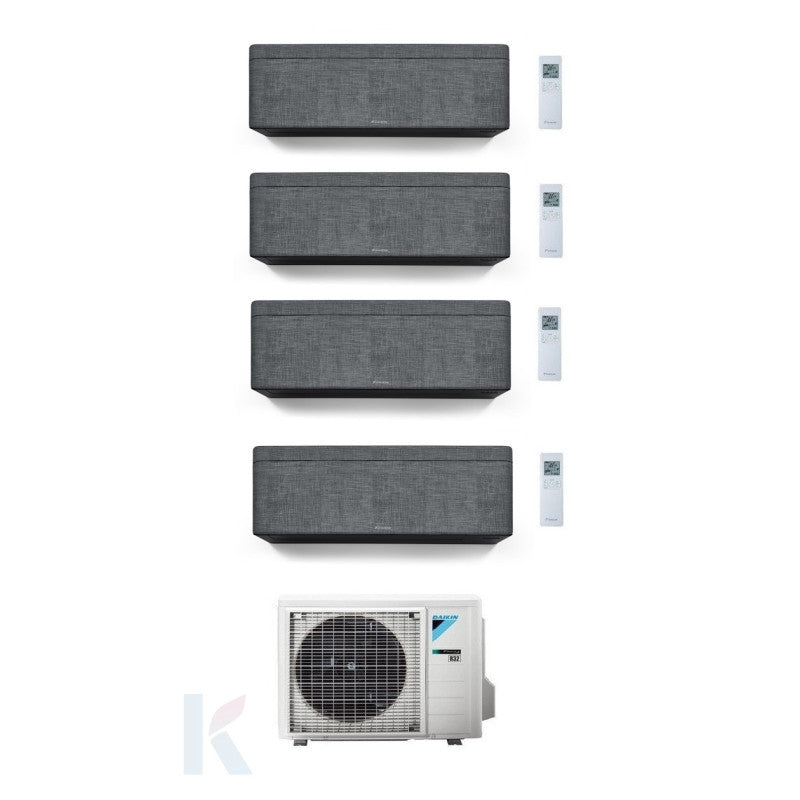 Solarics Daikin stilvoller grauer Stoff - 9000 + 9000 + 9000 + 9000 BTU - ext. 4MXM80A9 – AC-Multisplit-Set (4x1)