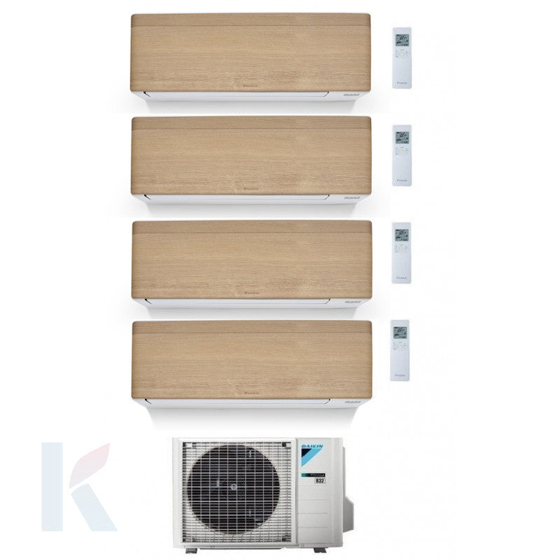 Solarics Daikin stilvolles helles Holz - 9000 + 9000 + 9000 + 9000 BTU - ext. 4MXM80A9 – AC-Multisplit-Set (4x1)