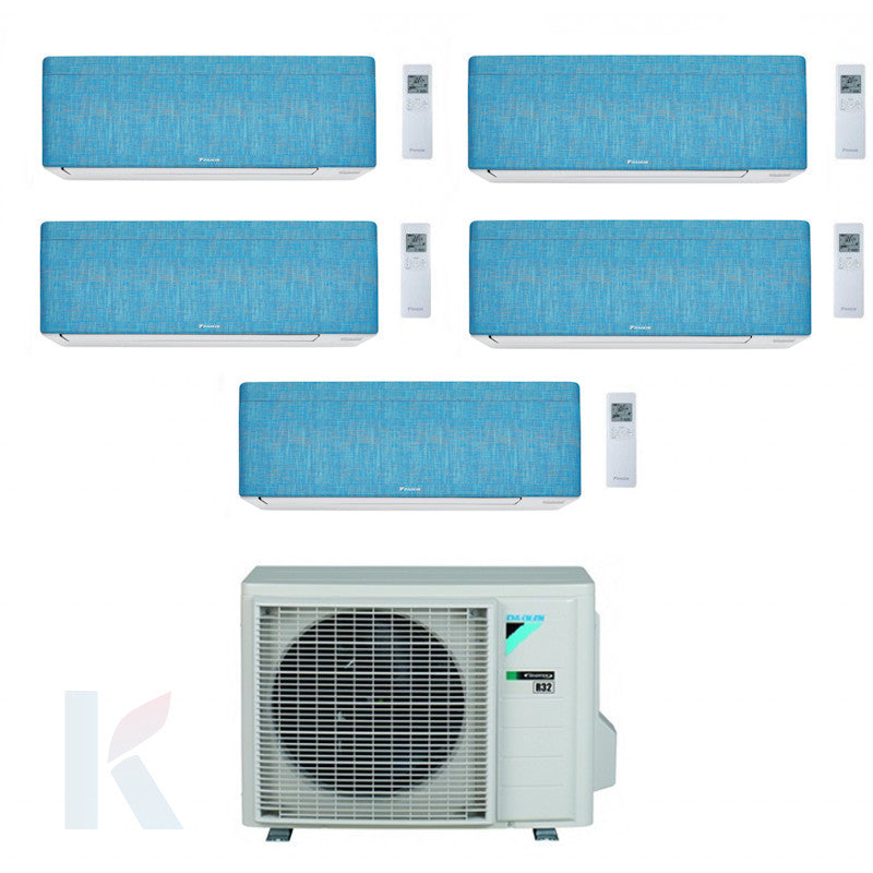 Solarics Daikin stilvoller blauer Stoff - 9000 + 9000 + 9000 + 9000 + 18000 BTU - ext. 5MXM90A9 – AC-Multisplit-Set (5x1)