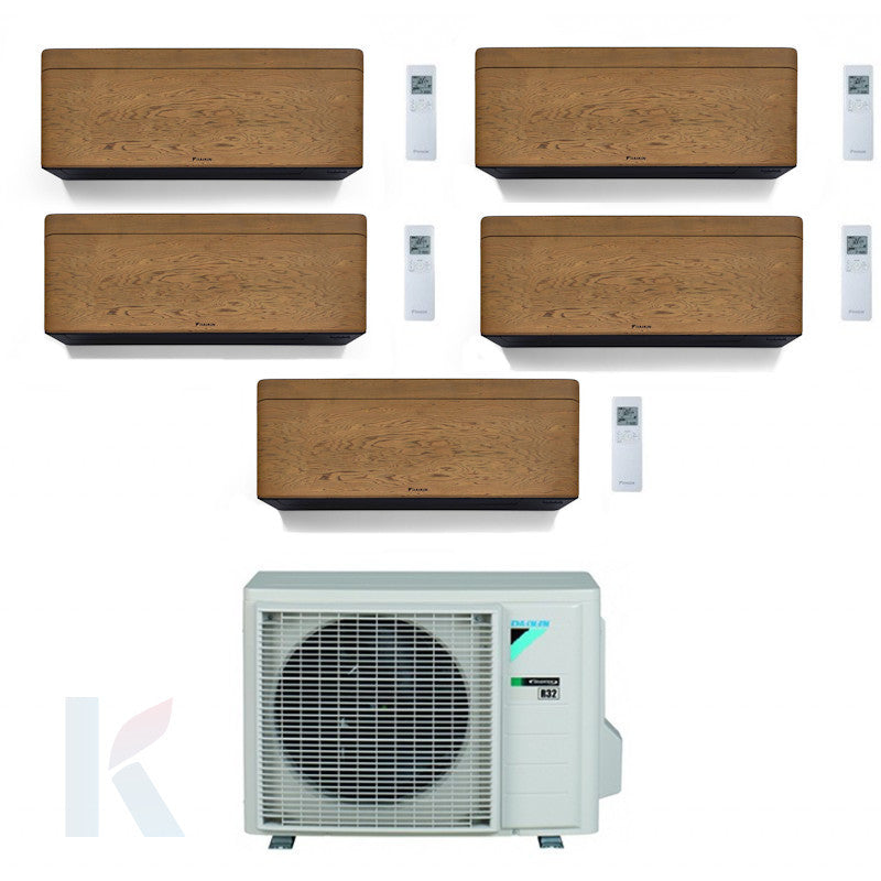 Solarics Daikin stilvolles dunkles Holz - 9000 + 9000 + 9000 + 9000 + 12000 BTU - ext. 5MXM90A9 – AC-Multisplit-Set (5x1)