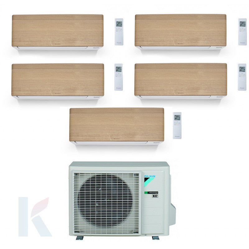 Solarics Daikin stilvolles helles Holz - 9000 + 9000 + 9000 + 9000 + 12000 BTU - ext. 5MXM90A9 – AC-Multisplit-Set (5x1)