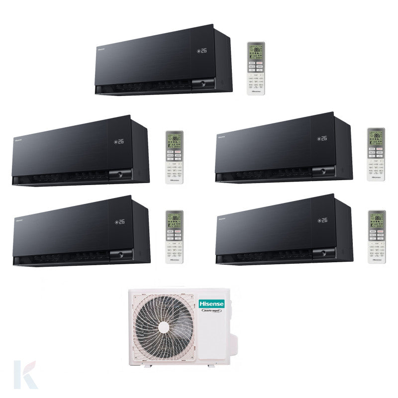 Solarics Hisense Air Master Preto - 9000 + 9000 + 9000 + 9000 + 18000 BTU - Ext. 5AMW105U4RQC – AC Conjunto Multisplit (5x1)