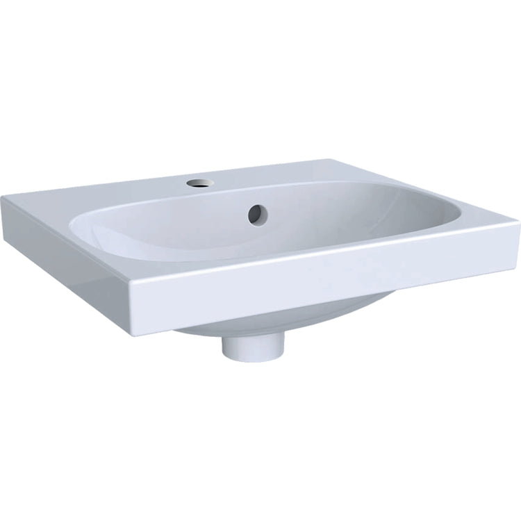 Geberit Waschbecken L. 45 cm, mit Armaturenloch und asymmetrischem Überlauf, Weiß, KeraTect Oberfläche ACANTO 500.636.01.8
