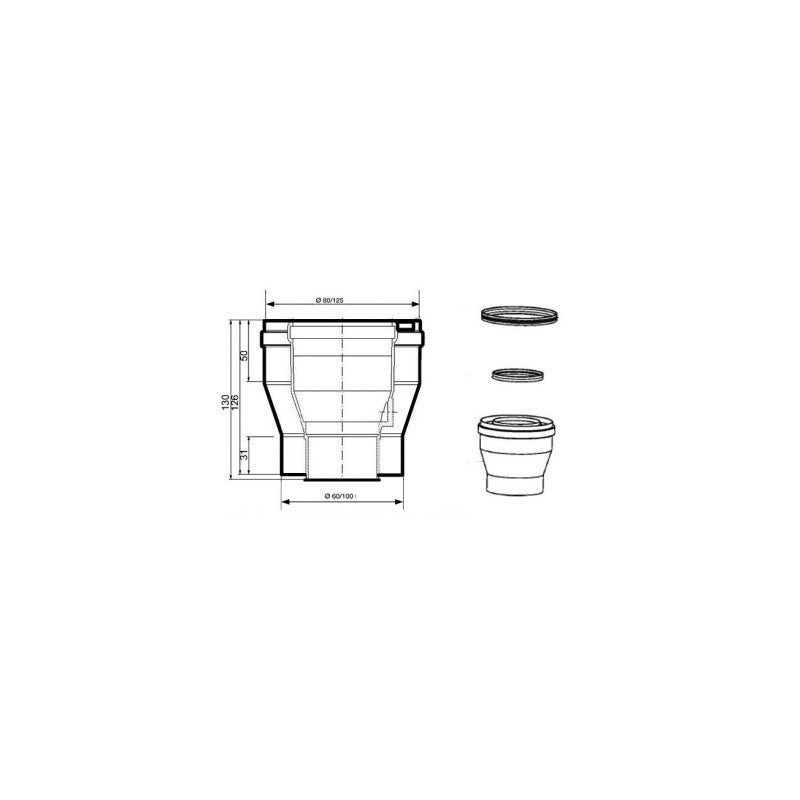 Solarics Baxi 140040327 – Adapter 60/100-80/125