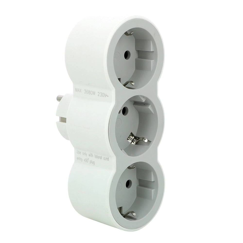 Legrand Dreifach-Adapter mit 3 frontalen Steckdosen 2P+E 16 A, weiß/grau