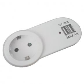 Total Green USB-Ladeadapter 2 Ports, 1000 mA, weiß