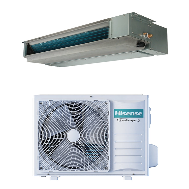 Hisense Monosplit-Klimagerät ADT-L8, Kanalgerät, Inverter – Außengerät 3,5 kW, Innengerät 12000 BTU, inkl. Fernbedienung und Kabelfernbedienung 