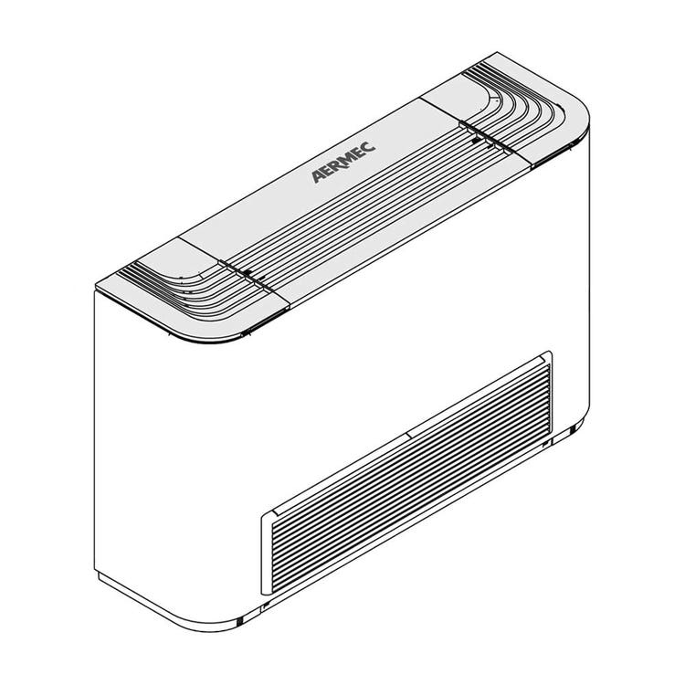 Aermec Gebläsekonvektor für 2-Leiter-Anlage, universell mit Gehäuse, verstellbare Blende mit Frontgitter, horizontale/vertikale Installation (vergrößerter Hauptwärmetauscher) ohne Geräteregelung FCZ250UF
