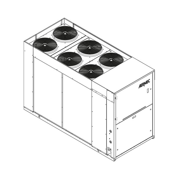 Aermec Dreiphasige reversible luftgekühlte Wärmepumpe hocheffizient, geräuscharm, mit Speicher, mit Hochdruckpumpe + Reserve NRK0280 NRK0280°H°E°°°04